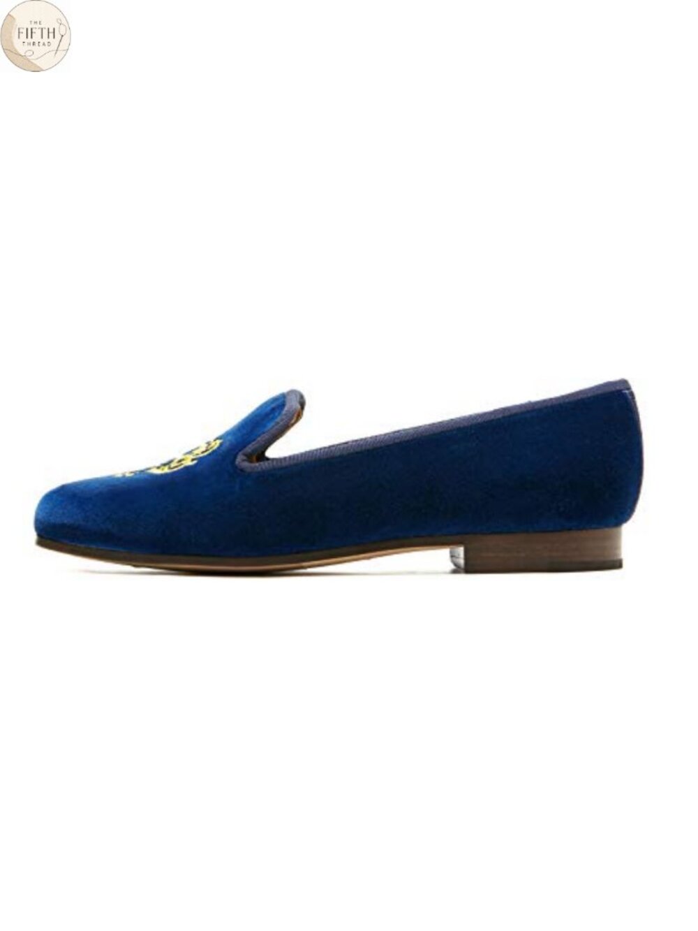 Velvet Loafer Flat with Embroidery Slip-On Smoking Slippers - Picture 2 of 6